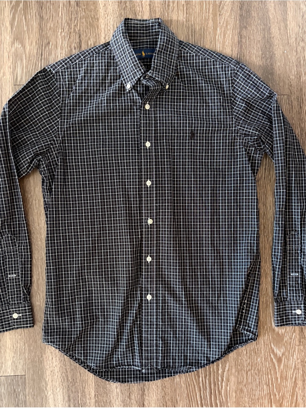 Ralph Lauren Black and White Windowpane Button-Down Shirt